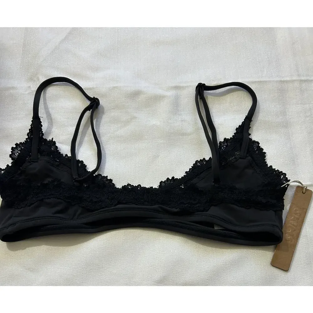 Skims Fits Everybody Lace Scoop Bralette Size Small Onyx - Picture 2 of 6